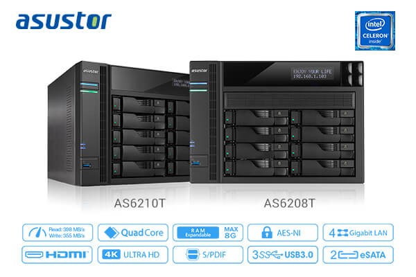 ASUSTOR AS6208T and AS6210T High Capacity NAS Launched