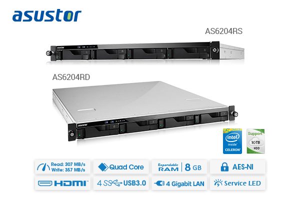 ASUSTOR AS6204RS and AS6204RD Rackmount NAS Models Launched