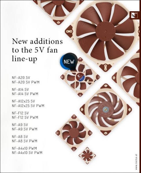 Noctua Expands 5V Fan Line-Up